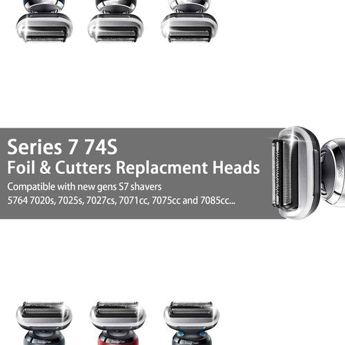 74S S7 Replacement Head for S7 Shavers, Stainless Steel Blades & Precision Foil, Smooth Shave No Pulling.