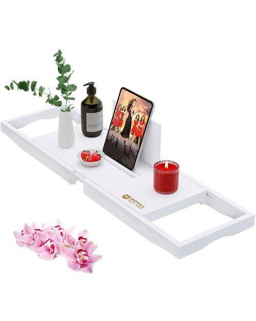 ROYAL CRAFT WOOD Premium Bathtub Tray - Expandable Bath Tray for Tub - Luxury Bathtub & Bathroom Accessories