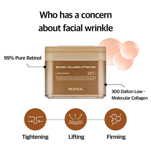 Mediheal Firming Duo Set – Collagen Lifting Pad & Retinol Eye Patch for Anti-Aging Care – Daily Skin Firming Pad + Wrinkle Smoothing Hydrogel Eye Mask
