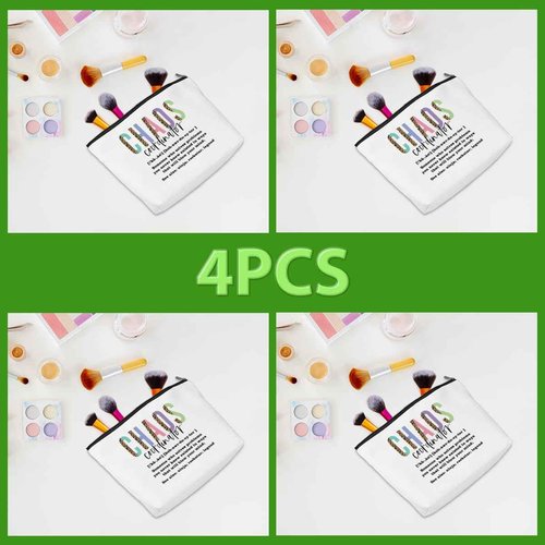 4pcs Chaos Coordinator Makeup Bag Chaos Coordinator Gifts for Women Cosmetic Bag, Thank You Gifts for Women Her Moms Manager Colleagues Retirement Boss Gift, Makeup Pouch Zipper Bags