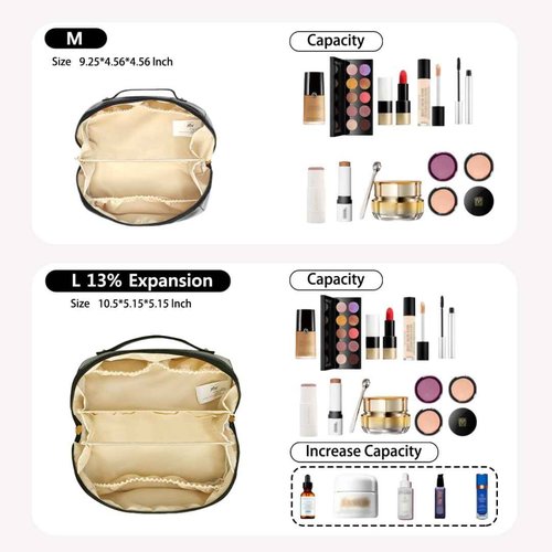NGIL Travel Toiletry Bag, Makeup Bag, Cosmetic Bag, Portable Travel Makeup Bag, Large Capacity Cosmetic Organizer for Women, FREE COMPACT MIRROR INCLUDED (Black, Large)