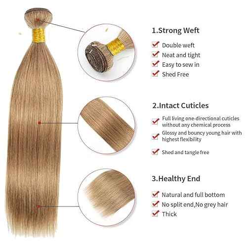#22 Blonde Bundles Human Hair Straight Bundles 28 30 32 Inch Unprocessed Brazilian Virgin Hair Ash Blonde Straight 3 Bundle Human Hair Extensions 50 Gram Per Bundle