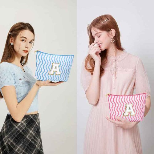 SEFORICO Initial Makeup Bag - Cute Makeup Bag Girl Makeup Bag, Personalized Gifts Teen Girl Gifts Toiletry Bag Cosmetic Travel Bag Makeup Bags Daughter Gifts Mom Gift Birthday Gifts for Women (Blue Z)