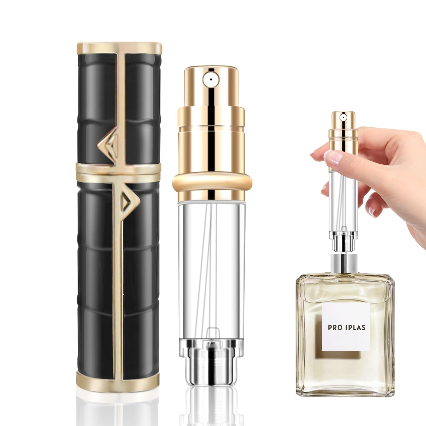 PRO IPLAS Travel Perfume Bottle Refillable, 5ML Travel Size Perfume Atomizer, Leather Pocket Perfume Dispenser,Travel Cologne Sprayer For Men and Women (White)