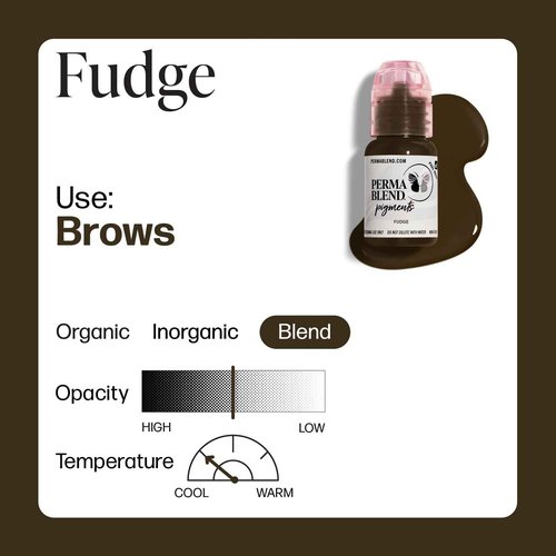 Perma Blend - Fudge - Microblading Ink for Permanent Eyeliner - Professional Tattoo Ink - Cool Medium/Dark Brown Tattoo Ink Makeup - Vegan (0.5 oz)