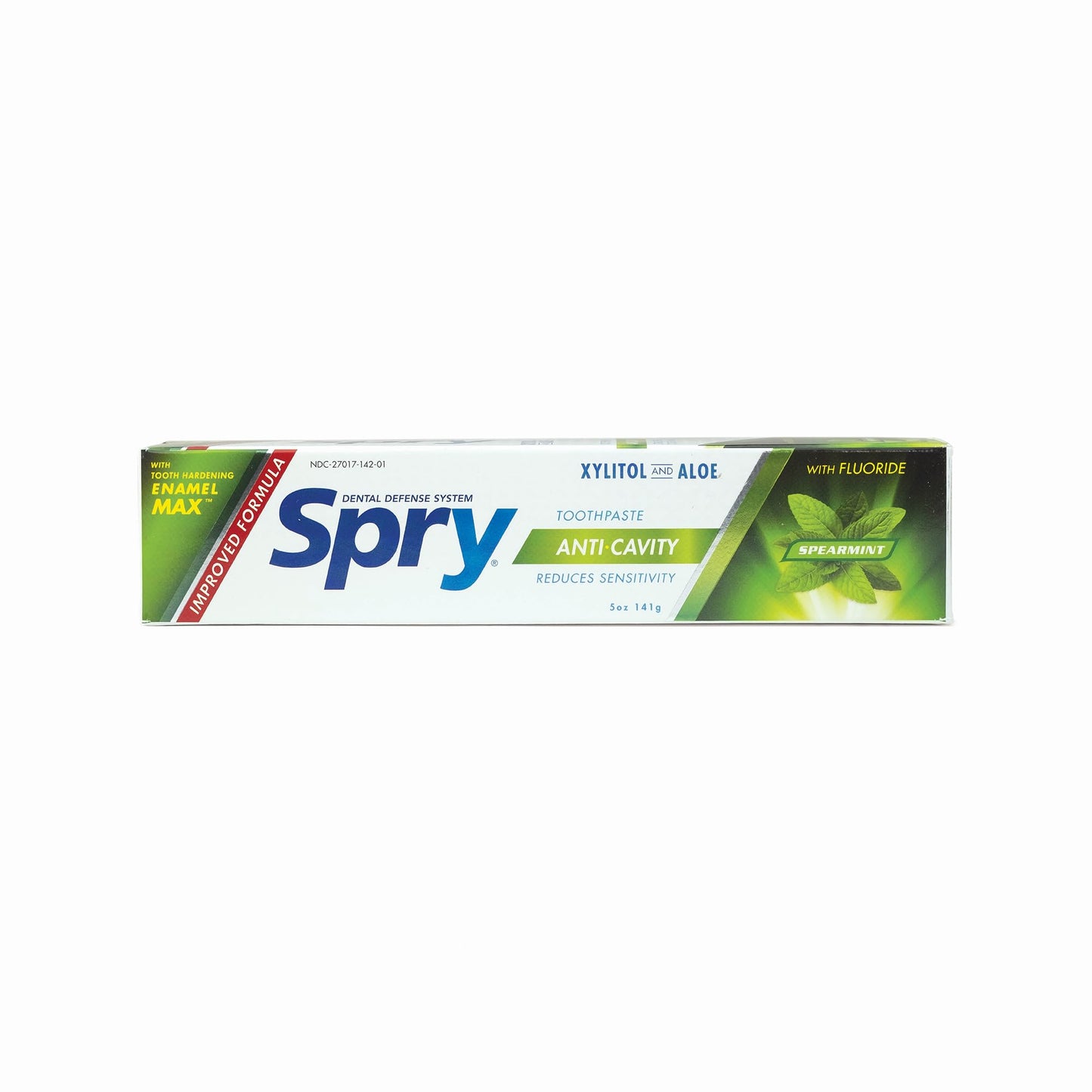 Spry Xylitol Toothpaste 5oz, Fluoride Toothpaste Adult and Kids, Teeth Whitening Toothpaste with Xylitol, Natural Breath Freshening, Mouth Moisturizing Ingredients, Spearmint (Pack of 1)