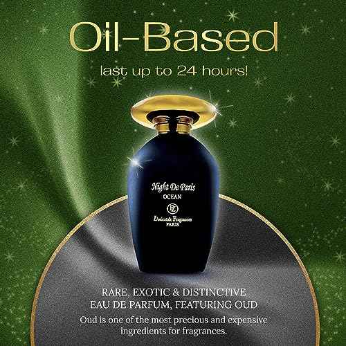 L'Orientale Fragrances Night De Paris Ocean 100ml / 3.3oz - Oil-Based Perfumes for Women & Men, Unisex Aromatic Aquatic Eau de Parfum w/Bergamot - Long-Lasting Up to 24 Hours, Ideal for All Seasons