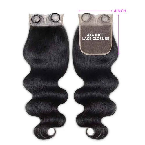 Smoothair 4x4 Lace Closure Body Wave Lace Front Human Hair 18 Inch Ear to Ear HD Frontal Closures Human Hair Extensions for Black Women Free Part 150% Density Natural Black Color