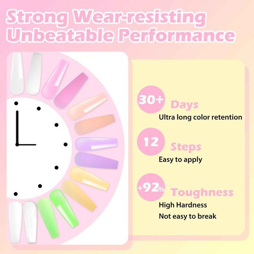 Clara Colors Polygel Extension Gel Nail Kit - 8 Colors Polygel Nail Kit with 48W Power Nail Lamp Nude Clear White Pink All In One Polygel Nail Kit Starter Kit for Beginners with Slip Solution and Tool