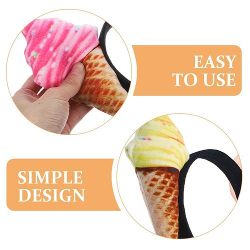 FRCOLOR 2pcs Ice Cream Headband Cute Ice Cream Cone Hair Band Party Headbands for Washing Face, Makeup, and Styling (Pack of 2)