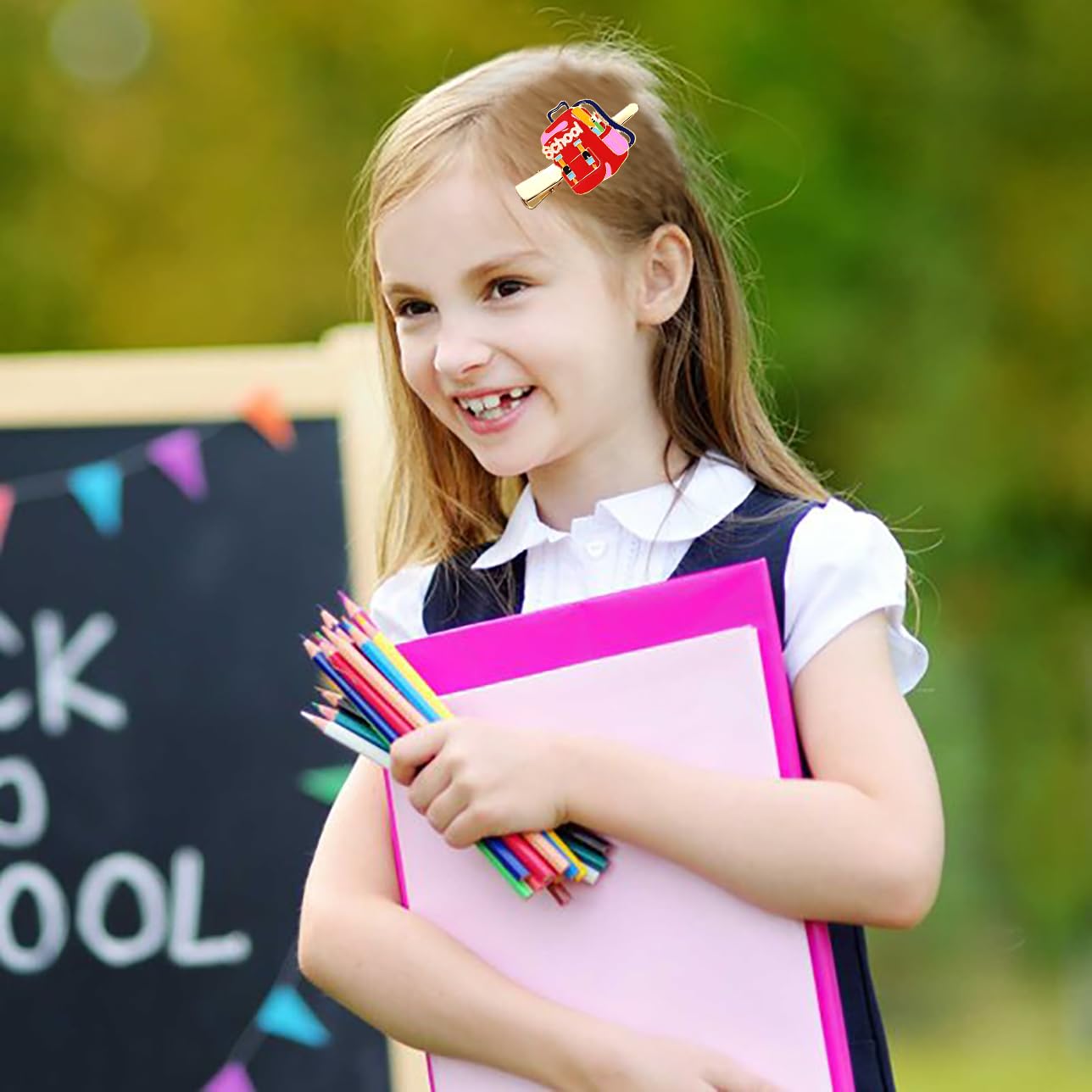 Back to School Hair Clips,Cute Schoolbag Book Hair Clips School Bus Hairpins Back-to-school Gifts Fun Hair Accessories for Teacher Students