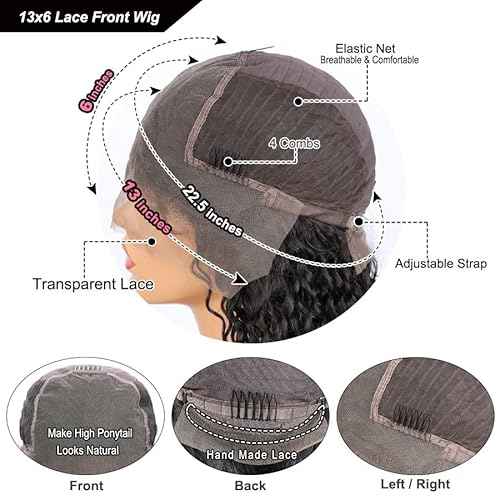 13x6 Lace Frontal Wigs for Black Women Pre Plucked Lace Wig Glueless Brazilian Remy Human Hair Wigs with Baby Hair (12 inch, 150% Density Lace Front Wig)