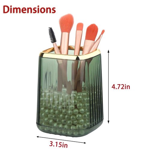 RAMFIYN Gold Clear Makeup Brush Holder, Vintage Cosmetic Beauty Organizers Cup for Vanity, Lip Pencil Holder Vintage Lipstick Holder - Green