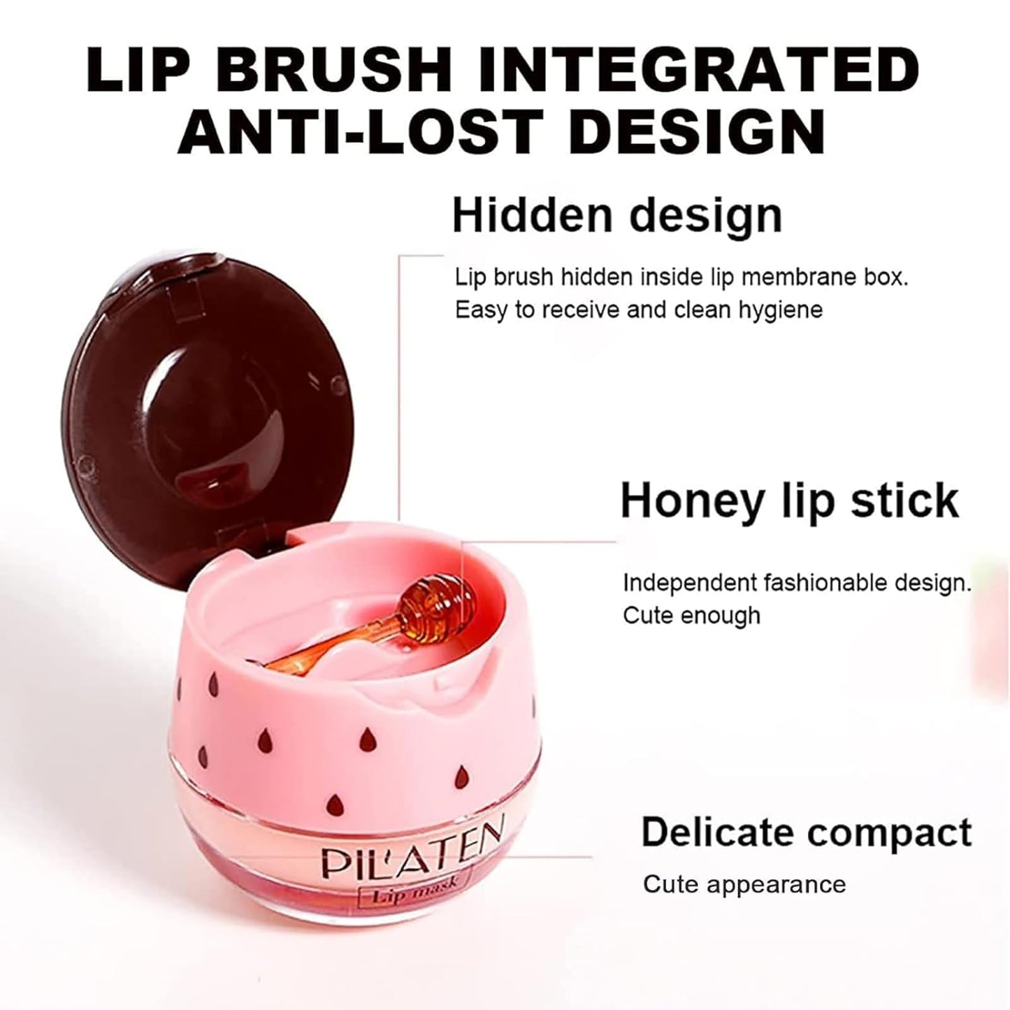 Bee Lip Balm Honey Pot, Honey & Strawberry & Watermelon&Apple Lip Mask Overnight Lip Sleeping Mask with Stick,Prevention Dry and Cracked Lip Scrubs Exfoliator(Green Pink Yellow Red)