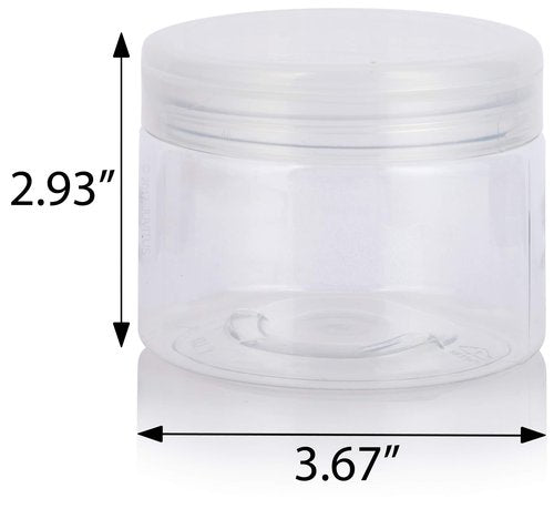 12 oz Clear PET Plastic Jar with Clear Natural Flip Top (12 Pack) + Spatulas