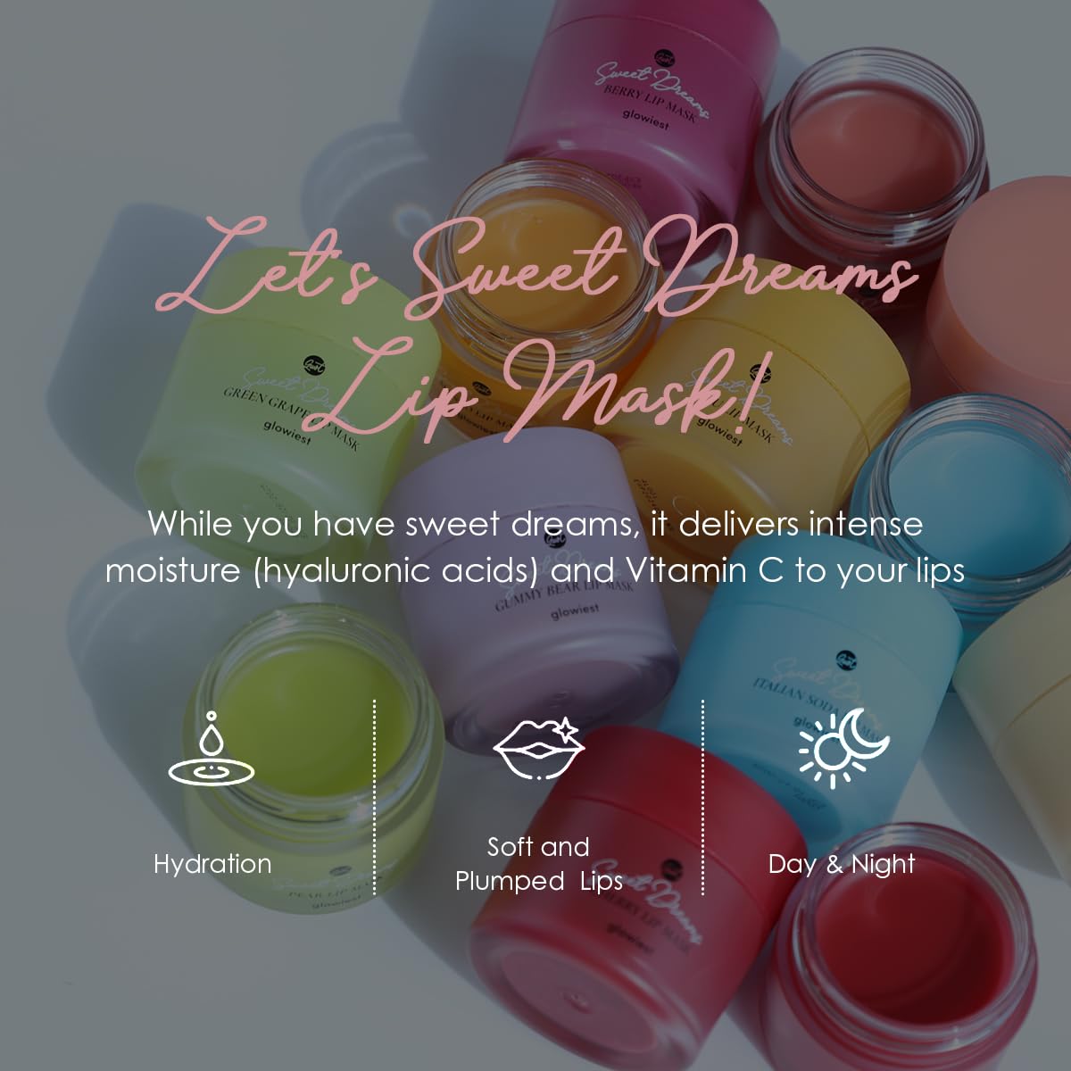 glowiest Sweet Dreams Overnight Lip Mask- Nourishing, Plumping and Hydrating Lip Balm | glowiest Sweet Dreams Lip Sleeping Mask | Hyaluronic Acids+Vitamin C+Shea Butter+Antioxidants l Gummy Bear