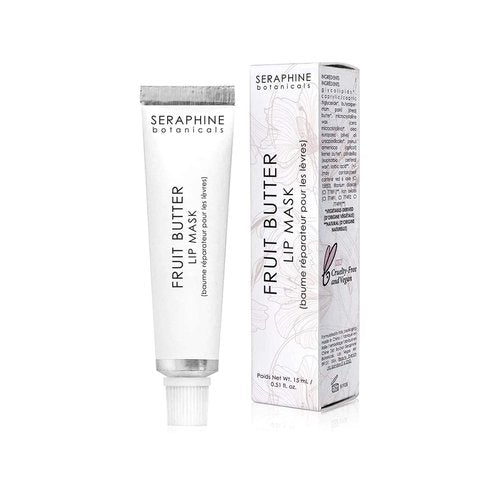 Seraphine Botanicals Fruit Butter Restorative Lip Mask Overnight Gel Balm Repair Dry, Chapped Lips Instant Hydration, Softness & Elasticity with Shea Butter & Apricot Kernel Oil Dewy Finish 0.51oz