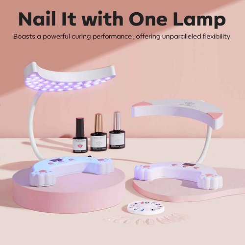 modelones Hema-Free Gel Base and Top Coat Set 2 Pcs & 48W U V LED Nail Lamp, Gooseneck U V Lamp