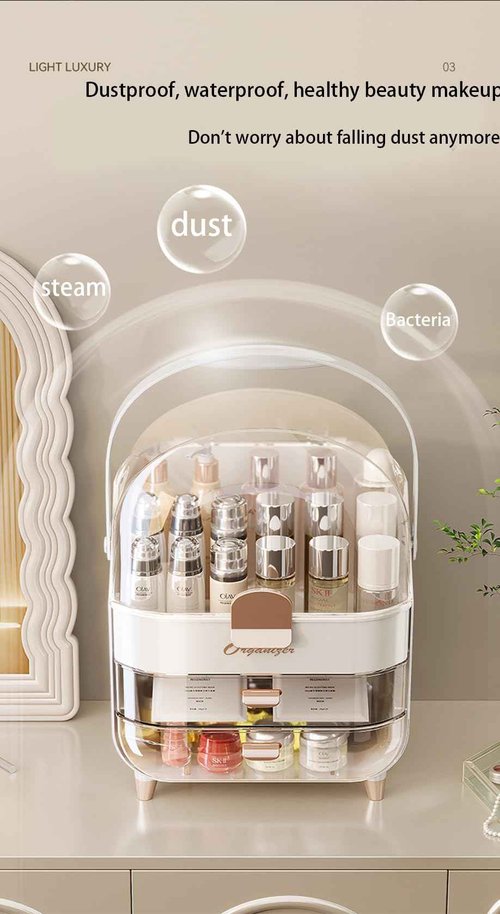 Elegxen Makeup and Skincare Organizer with Multiple Compartment - Stylish & Portable Makeup Organizer Box – Perfect Skin Care Holder for Vanity, Desk, & Bathroom - Ideal for Lipsticks, Brushes, & More