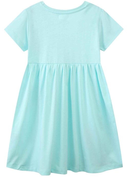 Hongshilian Toddler Girl Cotton Casual Dress Cartoon Appliques Short Sleeve Tunic Jersey Clothing(6T,Rainbow & Sequin)
