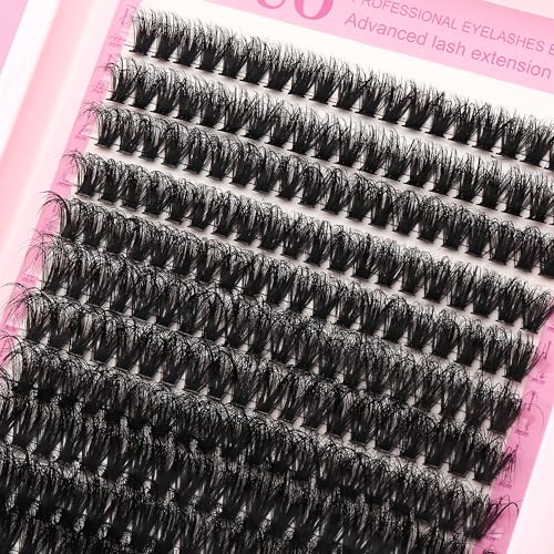 Lash Clusters Kit with 2X Bond&Seal 3 Styles 760Pcs Clusters Lashes Extension Volume Soft Eyelash Extension Kit 80D+100D D Curl Wispy Natural DIY Individual Lash Clusters Kit Box for Beginners