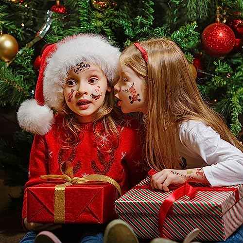 216 Styles Christmas Party Favors, 20 Sheets Christmas Decoration Christmas Luminous Tattoos Temporary, Glitter Tattoos Christmas Treats Christmas Party Favors Stocking Stuffers for Kids, Teenage Girl