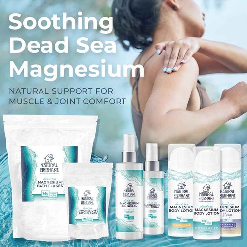 Natural Elephant Dead Sea Magnesium Lotion – Unscented Body Moisturizer | Topical Magnesium with Dead Sea Minerals – 5 oz (150 ml)