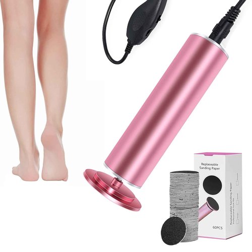Dermave Electric Foot Callus Remover – Pedicure Tool with 60pcs Sanding Discs, Electric Foot Callus Remover, Callus Remover for Feet - Foot File for Dead Cracked Skin, Men/Women (Pink)