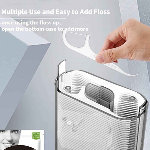 Dental Floss Holder Pop-up Floss Box Automatic Tooth Picks Flossers Dispenser Portable Tooth Picks Flosser Box and Flossers for Adults Floss Pick Holder,with Refill and Travel Case