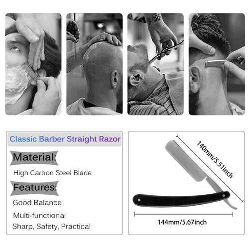 Luxury Men's Shaving Kit Gift Set, DanNuo Barber Straight Razor with Stand Shaving Brush Dual-Layer Leather Razor Strop Bowl Soap 6pcs Shaving Set for Men