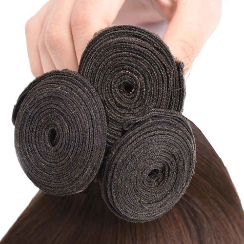 Dark Brown Straight Bundles Human Hair Color 4 Brown Bundles Double Weft Brazilian Virgin Dark Brown Remy Hair Extensions Silky and Soft for Black Women (10 10 10 inch 3 Bundles)