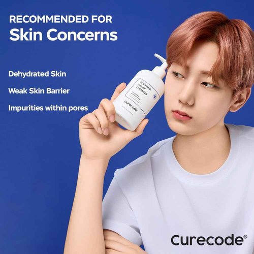 CURECODE Soothing Relief Cleanser (250ml) - Gentle foaming action with Ceramide for All Skin Types, Microbiome Science, and St. John Formula to soothe sensitive dry skin