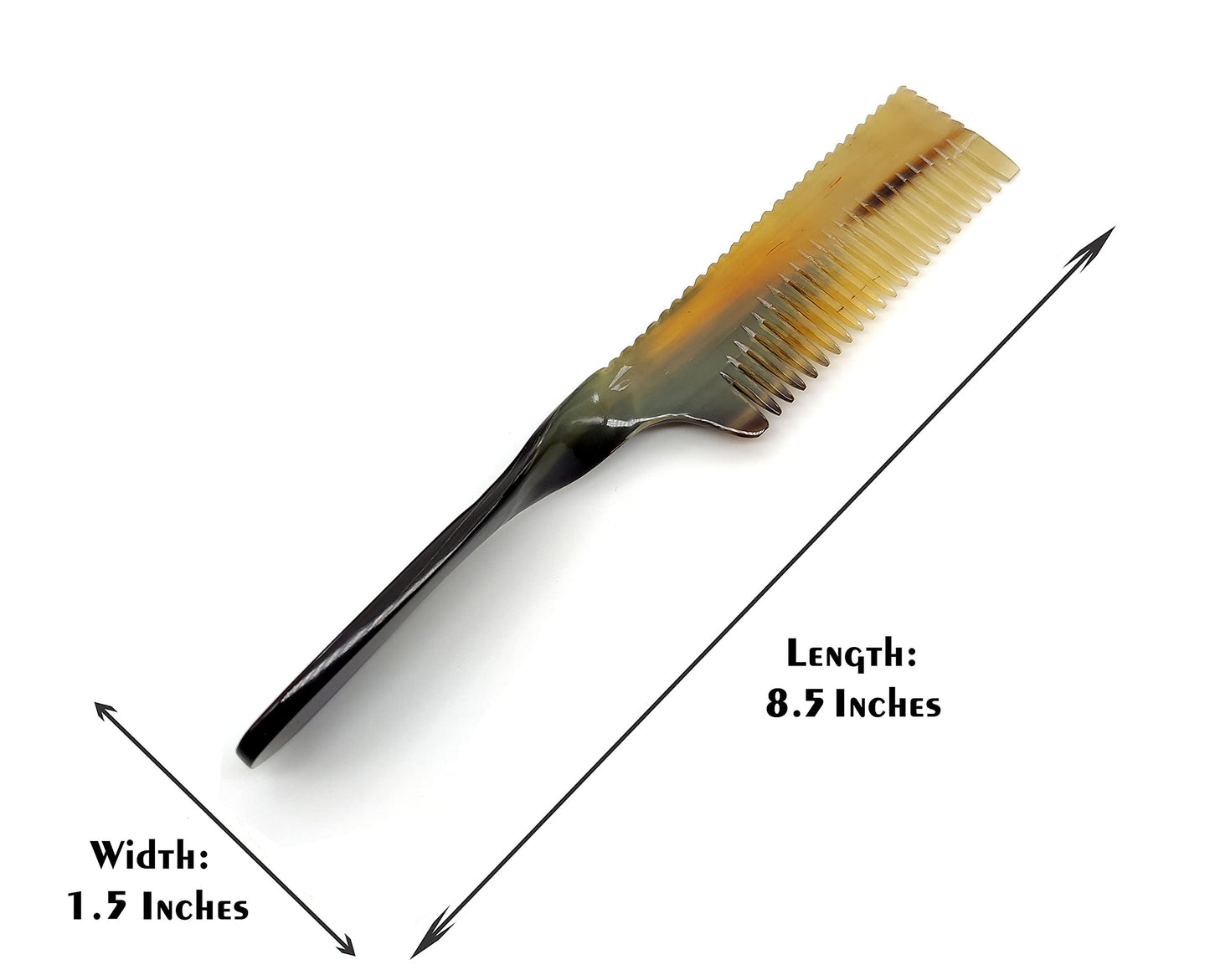 5MOONSUN5's Ox Horn Comb Premium Quality 100% Handmade Anti Static Natural Fine Horn Comb With twisted Handle- Professional Detangling Massage Fine tooth Comb A Great Gift - (8.5 inch)