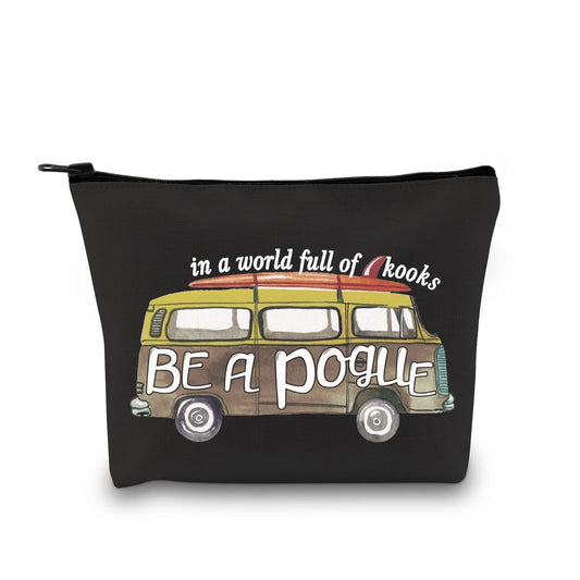 GJTIM OBX Inspired Surf Van Travel Zipper Pouch In A World Full of Kooks Be A Pouge Makeup Bag (Be A Pogue Black)