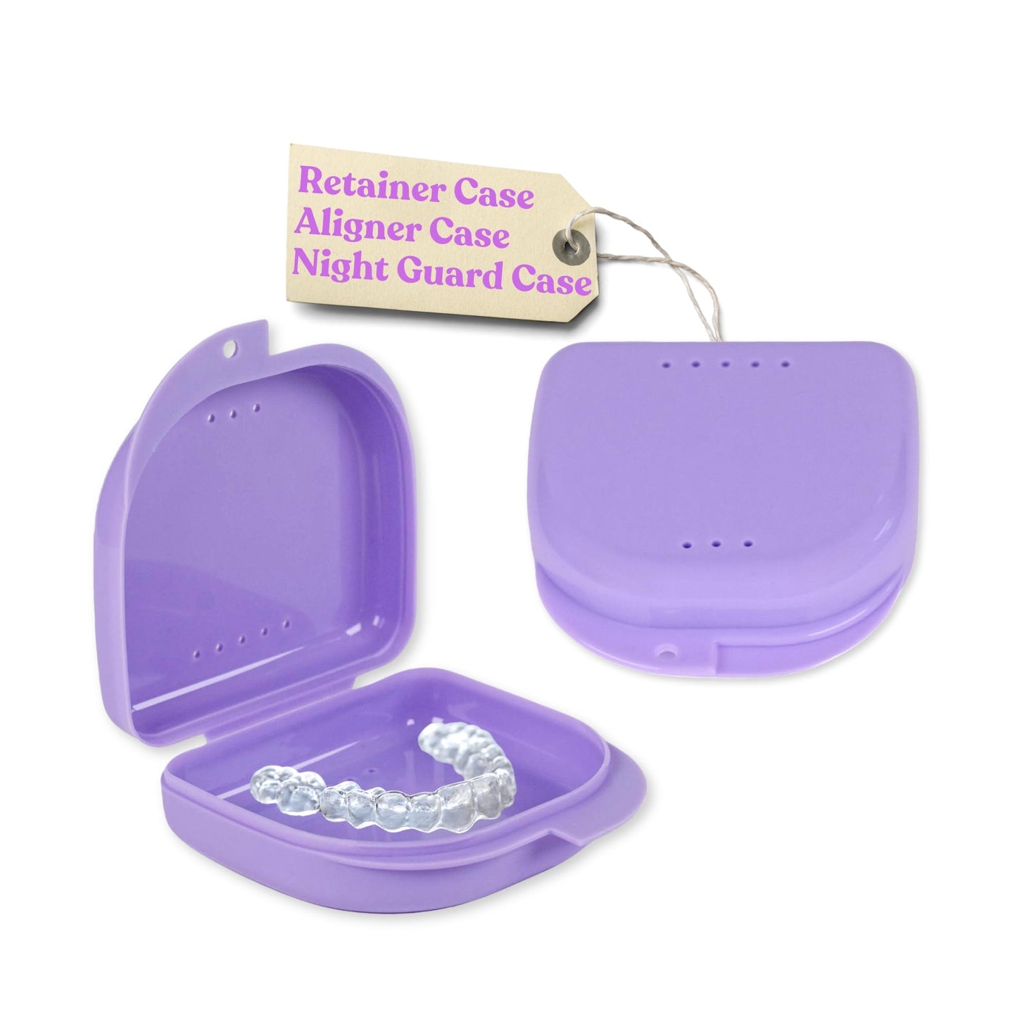 Genco Dental Retainer Case with Vent Holes - Orthodontic container for holding retainers, aligner, night-guard/mouth-guard. Small and Durable retainer case (1 Pack, Purple)