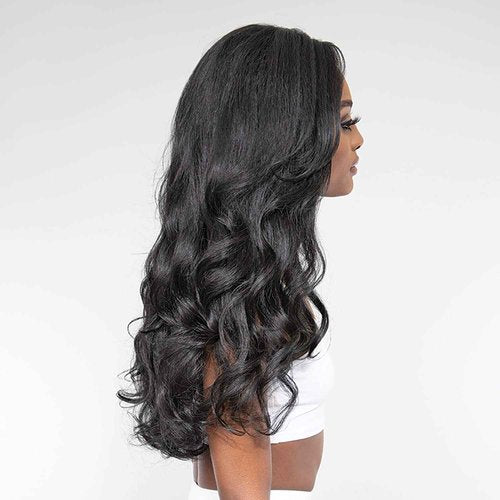 Janet Collection Natural Me HD Lace Wig Deep Part Lace Willow (1B), 1 Count (Pack of 1)
