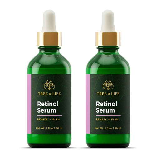 Tree of Life Beauty Retinol Serum, Skin Smoothing Face Oil for Dark and Age Spots and Fine Lines, Facial Serums for Dry and Sensitive Skin Care with Hyaluronic Acid for Soft Skin, 2 Fl Oz (pack of 2)