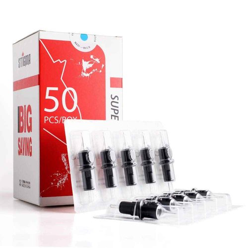 STIGMA #12(23RM) Standard Disposable Tattoo Needle Cartridges with Membrane Safety Cartridges for Tattoo Artists Curved/Round Magnum Shader Soft Edge 50Pcs Super Value Pack EN05-50-1223RM