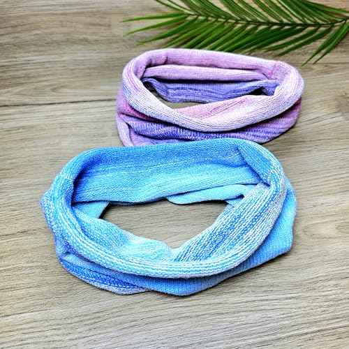2PCS Handmade Wide Tube headwrap Headband for dreadlocks, braids or regular hair Knitted headband for Men and Women Hiking Gaiter Hair Wrap Headbands for Dreads (Purple Blue)