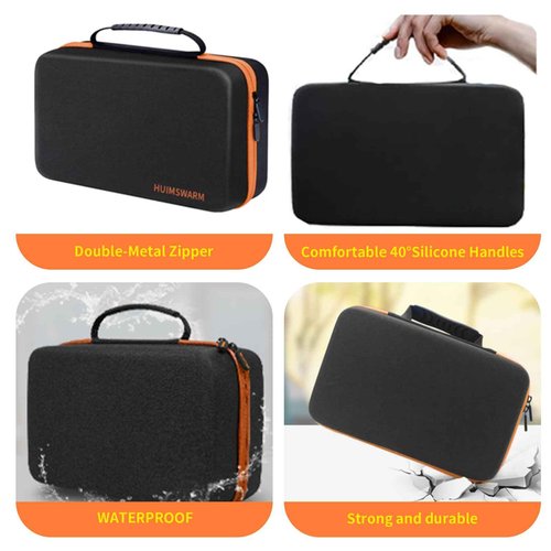 HUIMSWARM Barber Supplies Case for Most Hair Clippers, Scissors, Combs, Charging Cables, and Other Accessories - Hard Travel Case, Black