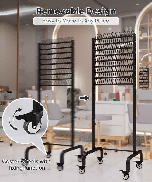 Tigerden 90 Pegs Braiding Hair Rack, Adjustable Hair Separator Stand with Wheels, Hair Extension Holder for Hair Stylists, Braiders, Home, Salon, Beauty School, Black
