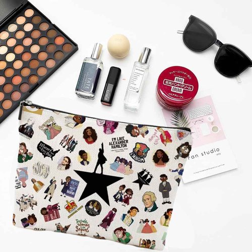 QualityLife Musical Gifts for Women, Hamilton Merch, Broadway Mudical Lover Gift Hamilton Character Zipper Pouch Makeup Bag Musical Inspired Gift For Women Musical Gift