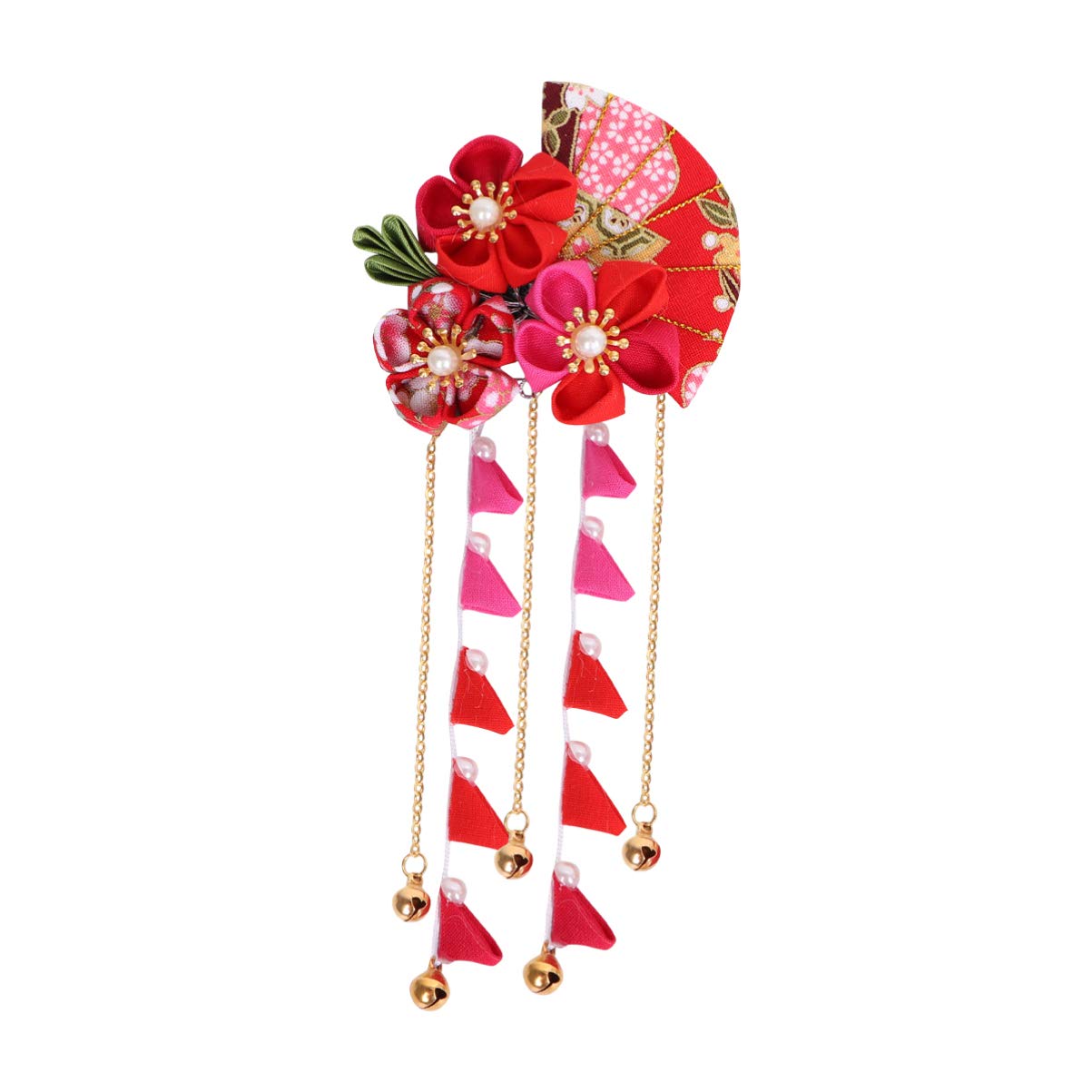 Beaupretty Japanese Style Flower Hair Clip Kimono Flower Kanzashi Hair Ornament Clip Barrette with Long Tassel Kimono Hanfu Accessories for Womens Girls