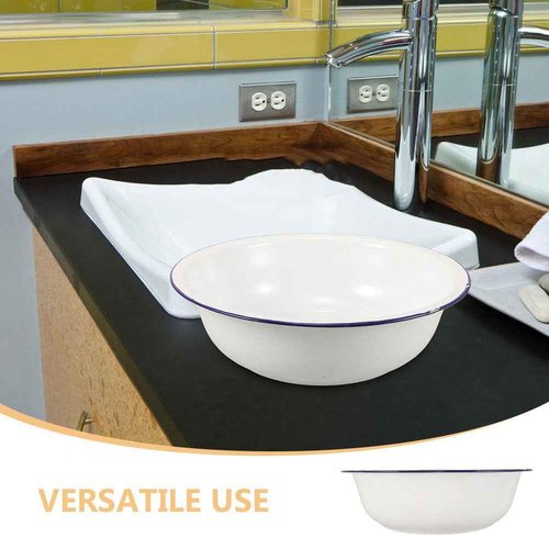 Healeved Enamel Wash Basin 28cm Large Enamel Mixing Bowl Face Washing Basin Sourdough Bowl Footbath