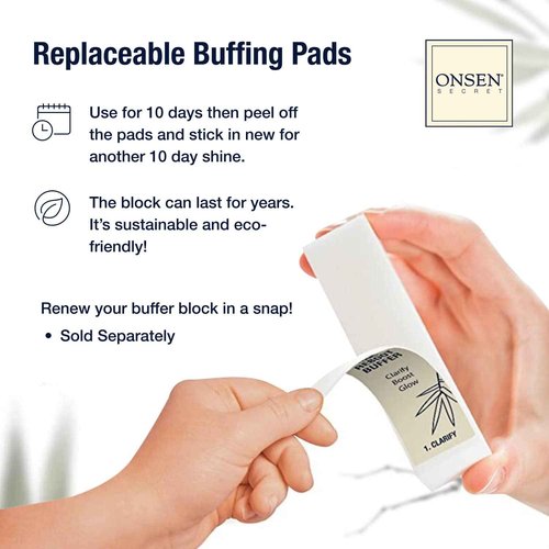 Onsen Secret Professional Nail Buffer Block | 4-Way Buffing for Natural Shine & Healthy Natural Nails - Includes 2 Extra Shine Pads, Salon-Quality, Post-Gel & Acrylic Recovery | 3 Pack