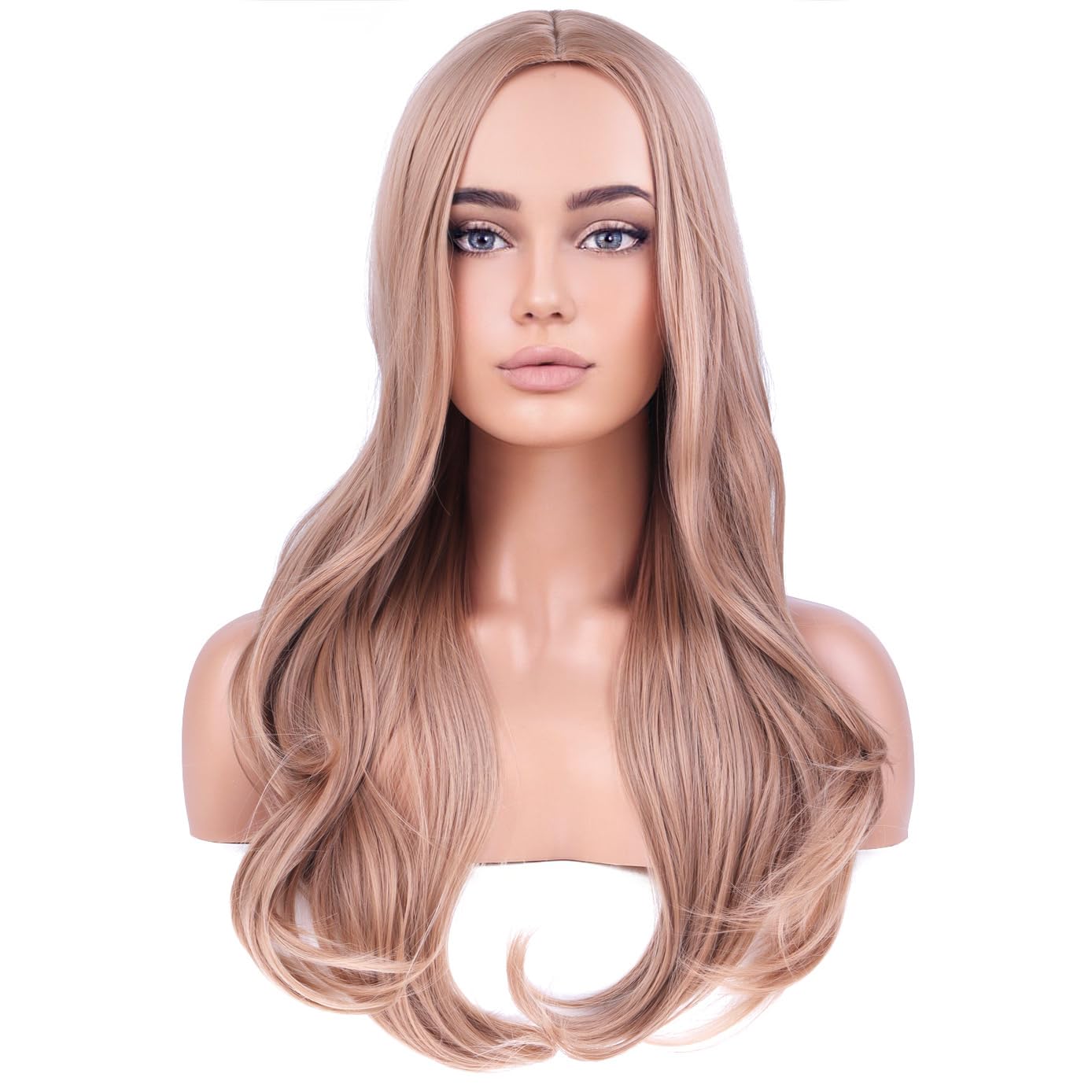 BERON Blonde Ginger Wigs Long Wavy Wig for Women Natural Curly Heat Resistant Synthetic Hair Wigs for Cosplay Party Daily or Used