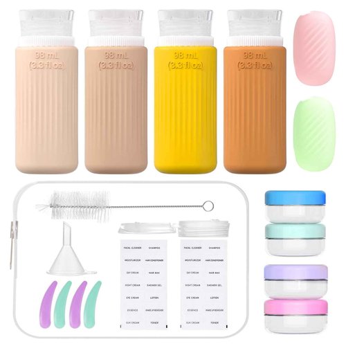 Vinofes 20 Kit Travel Bottles Set Ultrasonic Craft Leak Proof - TSA Approve Silicone Travel Size Containers for Toiletry Vacation Essentials & Accessories for Shampoo Conditioner Lotion (20 Pcs/V1)