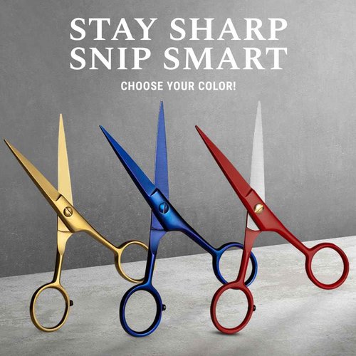 Ontaki Brass Grooming Kit - 5 in, Golden Brass - Beard Trimming Scissors, Mustache Comb & Beard Comb, Carrying Pouch