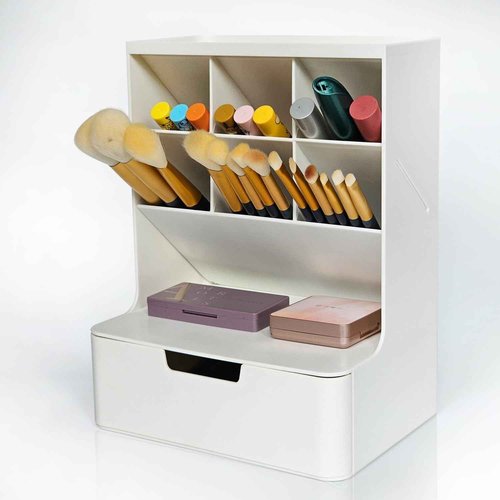 Tidyladyo Makeup organizer with Drawer-Makeup Brush organizer, Cosmetics Storage for skincare,Vanity,Makeup.Great for Dresser,Bathroom (white)