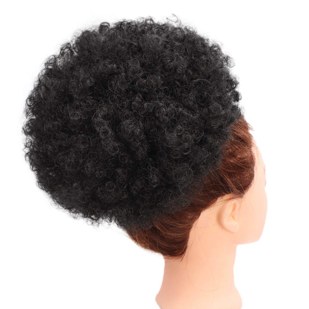 AISI QUEENS Afro Puff Drawstring Ponytail for Women, Black Afro Kinky Curly Hair Bun Synthetic Hairpieces Clip in Hair Extensions for Black Women(Extra Large,1B#)